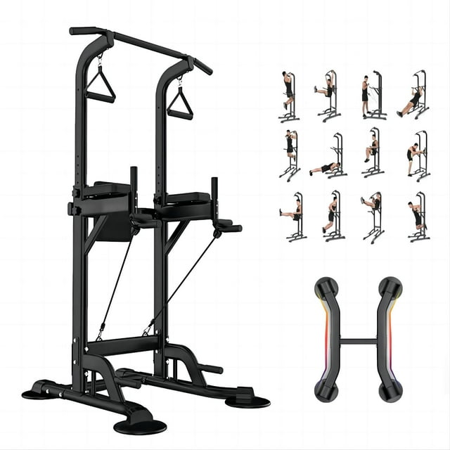 PROHIKER Power Tower Dip Station with Backrest, Resistance Band