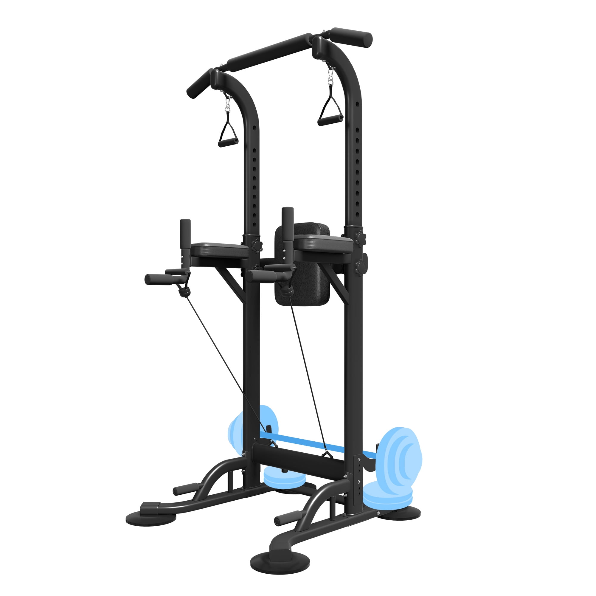 PROHIKER Gym Power Tower Pull Up Bar Adjustable Training Equipment with Weight Storage Black Walmart