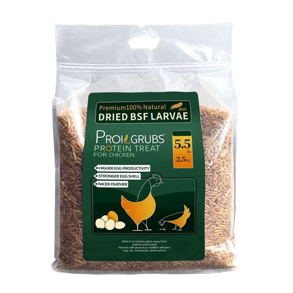 Proilgrubs Dried Black Soldier Fly Larvae High Calcium Chicken Treats Natural Feed Supplement 5.5 lb Bag