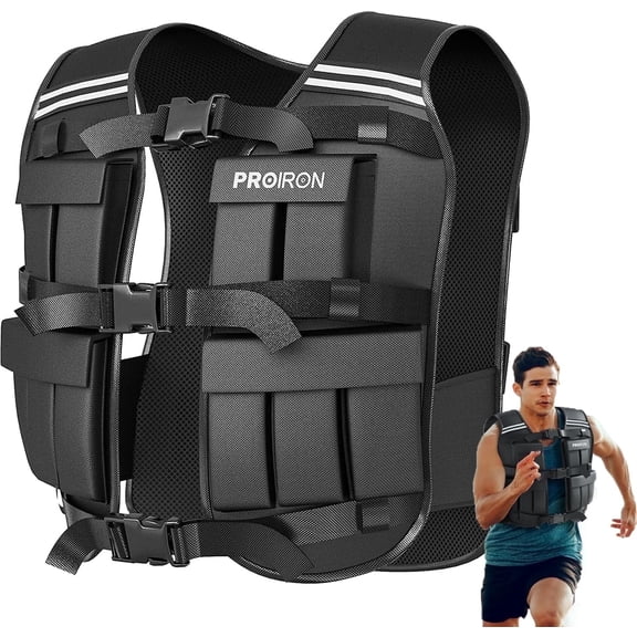 PROIRON 22LB Adjustable Weighted Vest with Quick Release Buckle, Reflective Strip, 20 Weight Blocks