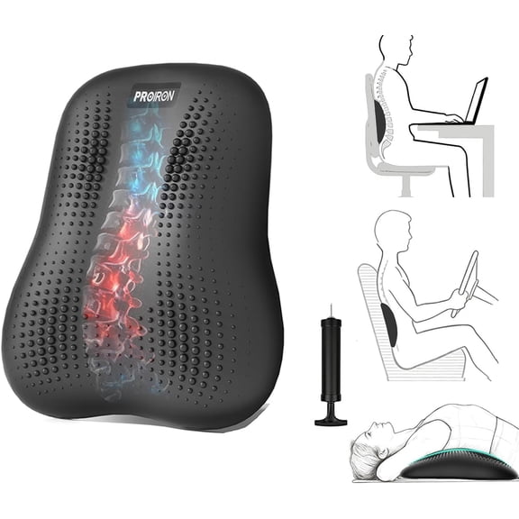 PROIRON Lumbar Support Pillow, Adjustable Air Cushion, Back Stretcher Board for Pain Relief, Spine Decompression, Stretching, Black
