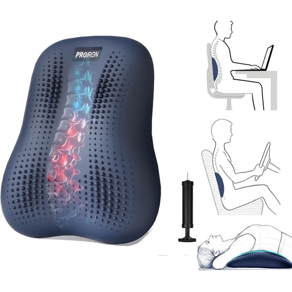 PROIRON Lumbar Support Pillow, Adjustable Air Cushion, Back Stretcher Board for Pain Relief, Spine Decompression, Stretching, Blue