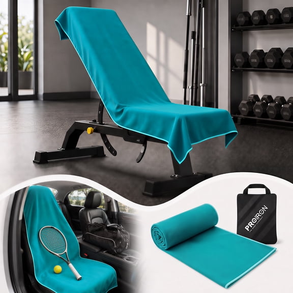 PROIRON Microfiber Towel for Gym Bench, Car Seat and Beach, 64"x 32" Oversized. Quick Dry Lightweight Absorbent, Storage Bag, Travel, Camping, Swimming. 1 Pack- Teal