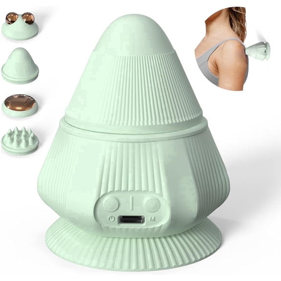 PROIRON Mountable Massage Ball with 4 Replaceable Heads, Vibrating and Heating Modes, Hand Free, Green