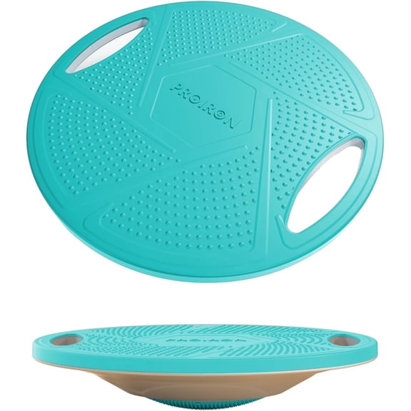 PROIRON Wobble Balance Board, 360° Rotate, 440lbs Weight Capacity, Non-Slip Rocker Board for Physical Therapy & Core Strength, Two Handles, Cyan