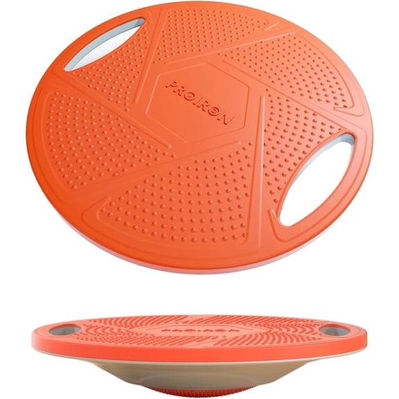 PROIRON Wobble Balance Board, 360° Rotate, 440lbs Weight Capacity, Non-Slip Rocker Board for Physical Therapy & Core Strength, Two Handles, Orange