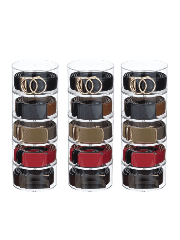 Belt Organizer Acrylic - 15 Layer Stackable Belt Storage for Closet with Magnet Connection