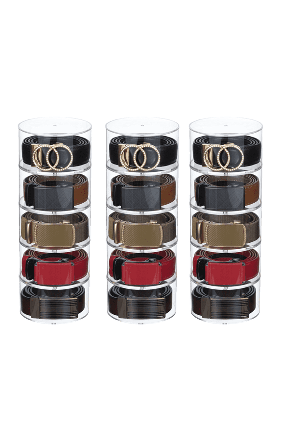 Belt Organizer Acrylic - 15 Layer Stackable Belt Storage for Closet with Magnet Connection