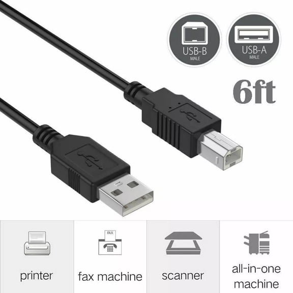 PROKWR 6ft USB 2.0 Data Cable Cord Compatible with Numark DJ2GO2 Touch Compact 2 Deck USB DJ Controller Power Lead