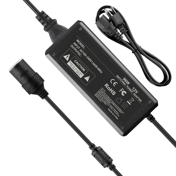 PROKWR AC to DC Power Supply 100V ~ 240V to 12V 8A 96w Car Lighter Power Adapter Household Socket Compatible with car Vacuum Cleaner Refrigerator car wash Machine