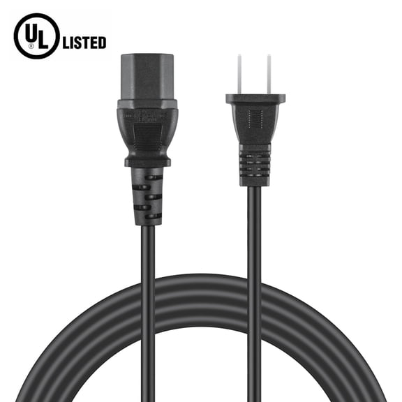 PROKWR UL 2 prong AC Power Cord Compatible with Roborock Qrevo Curv 2 Flow Robot Vacuum and Mop Power Supply Cord Cable