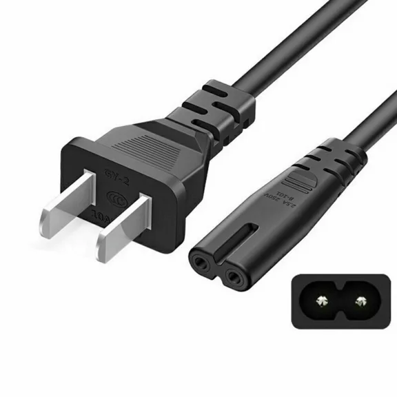 PROKWR UL 6ft 2Prong AC Power Cord Compatible with Game Consoles, Cable Boxes, Printers