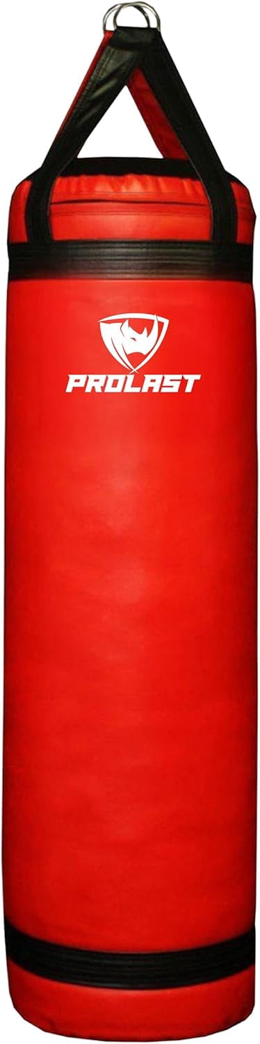 PROLAST Heavy Punching Bag 4 ft UNFILLED -Great for Boxing, MMA, Muay Thai - Unfilled with Bottom D-Ring ( Red )