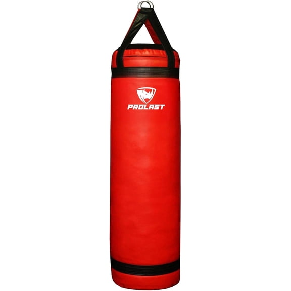 PROLAST Heavy Punching Bag 4 ft UNFILLED -Great for Boxing, MMA, Muay Thai - Unfilled with Bottom D-Ring ( Red )