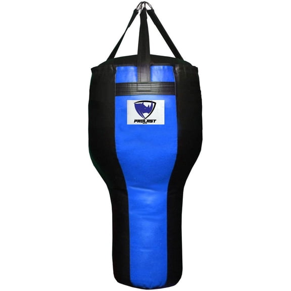 PROLAST Heavy Punching Bag Angle Bag Best for Hook and Upper Cut MMA Muay Thai 65 lb -FILLED ( Black/ Blue)