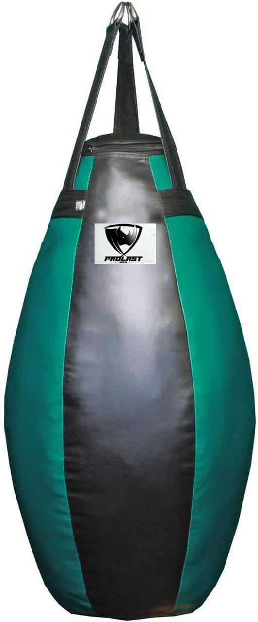 PROLAST Heavy Punching Bag 6 FT 150 LB - Banana Bag Great for Kickboxing,  MMA and Muay Thai. Colored Trims/ Straps ( Black and Red ) 