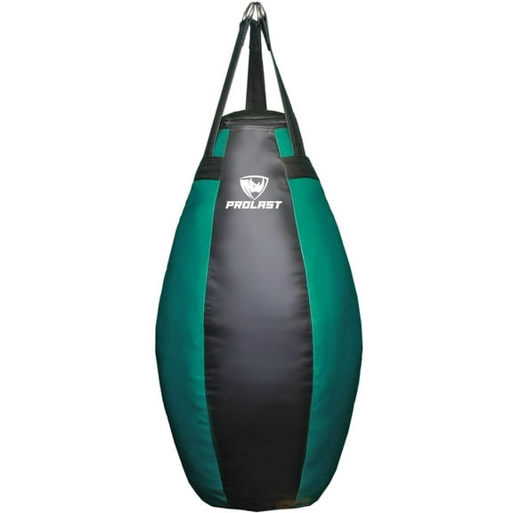 PROLAST Heavy Punching Bag Tear Drop Great for Boxing, MMA and Muay Thai ( Black and Green )