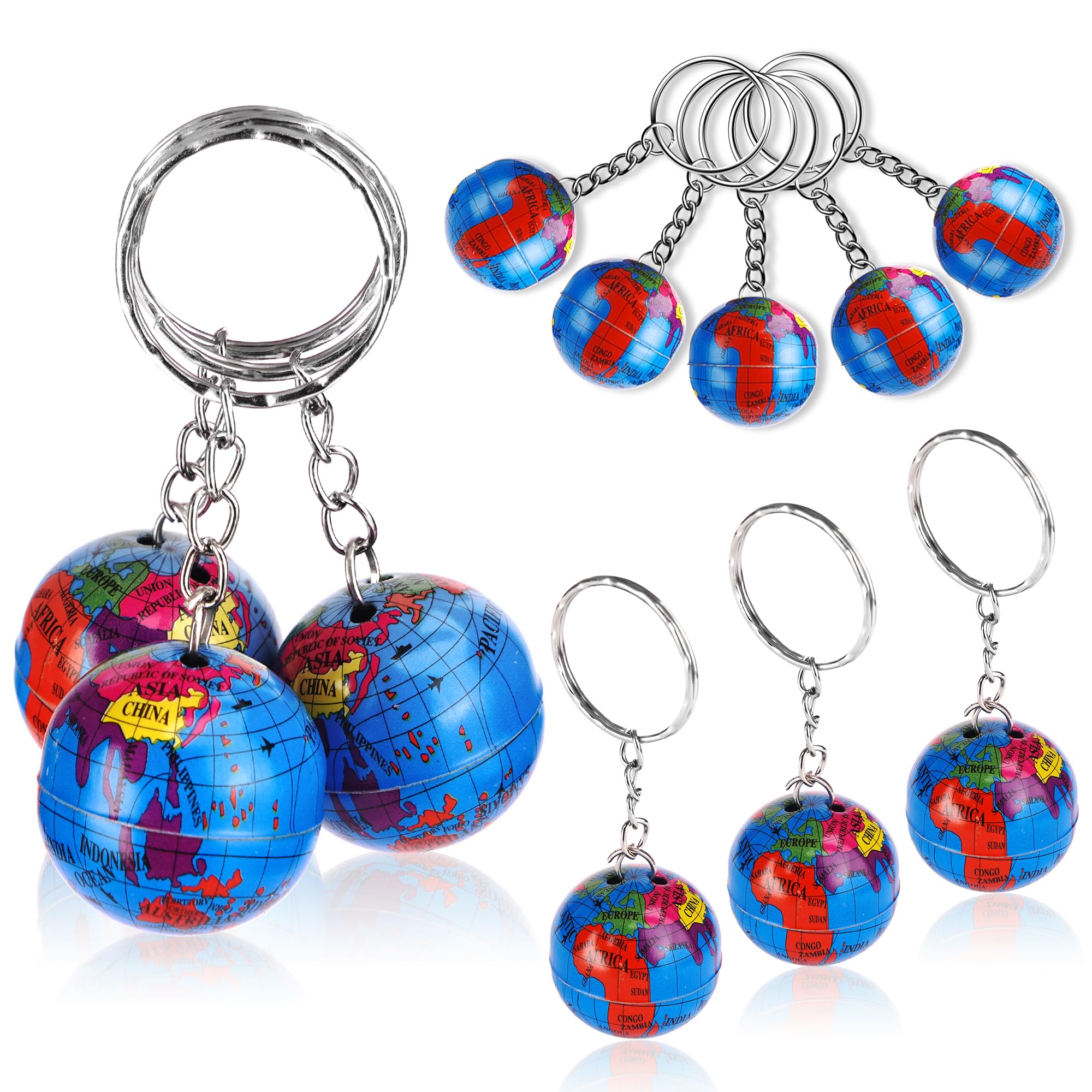 Theme Key Rings PROLOSO 48 Pcs Globe Keychains Bulk for Kids World Planet Earth Theme ...