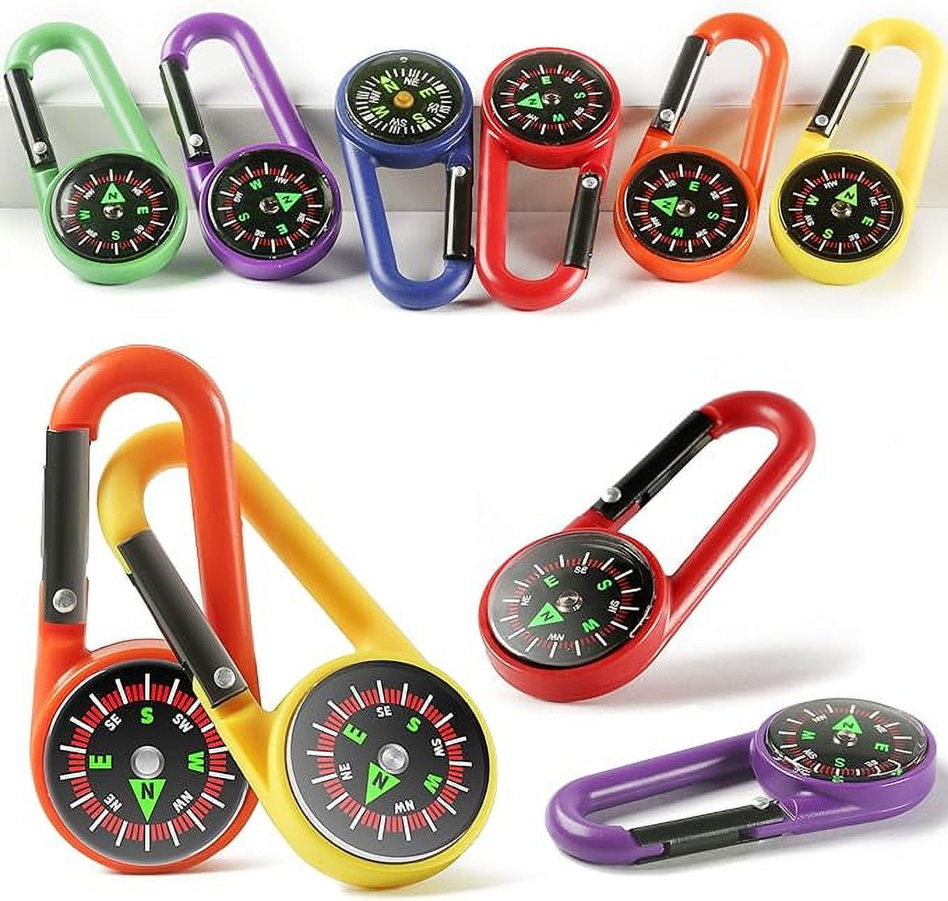 PROLOSO Carabiner Compasses for Kids Toy Compass Belt Clips School