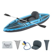 PROMARINE 1 Person Inflatable Kayak Set Blow up Boat  with Adjustable Seats and Air Pump, Blue