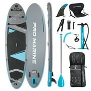 PROMARINE 12' Inflatable Stand up Paddle Boards  with Aluminum Paddle SUP Accessories Waterproof Bag, Non-Slip Comfort Deck (Blue)