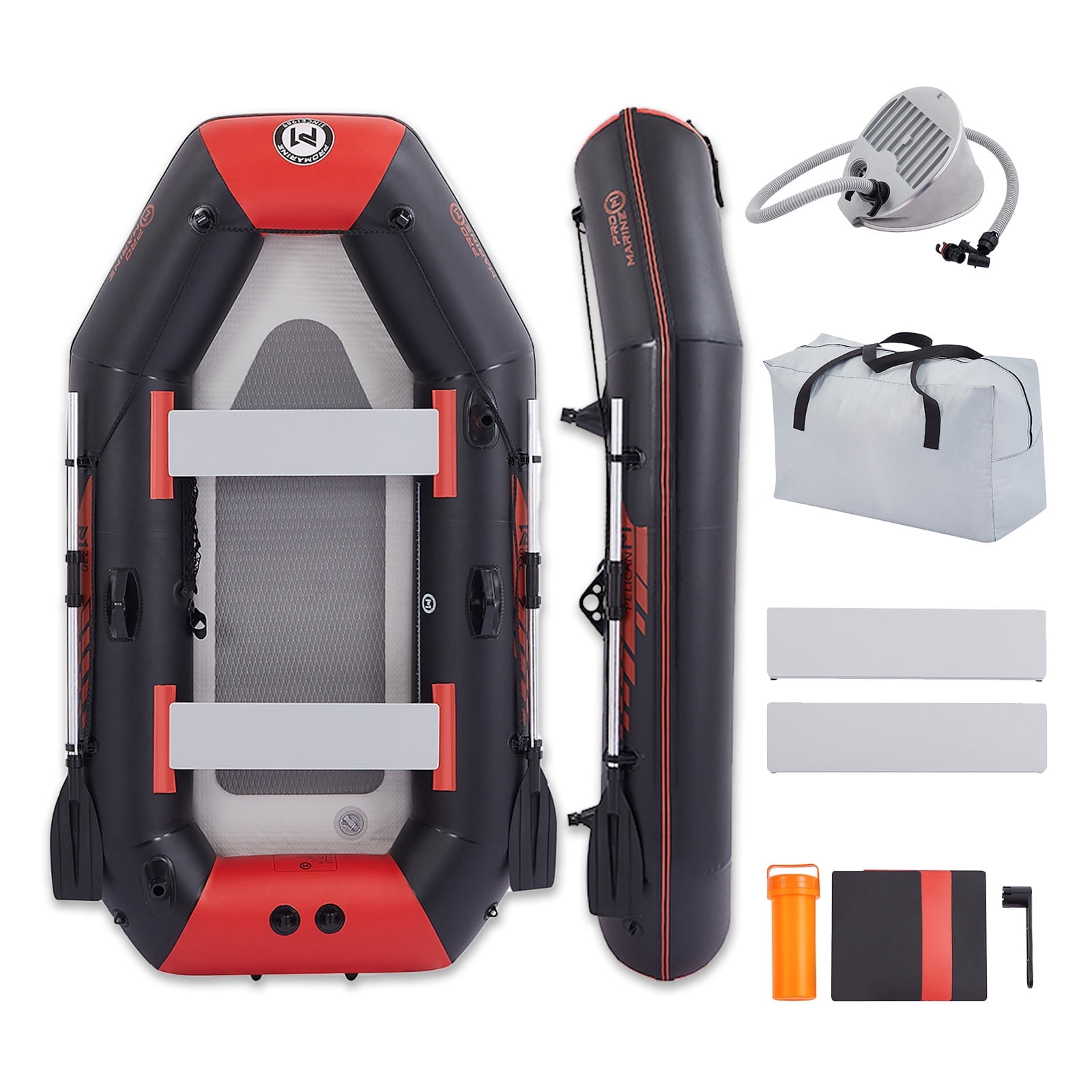 Pro Marine 7.5 ft Inflatable Fishing Boat Set with Aluminum