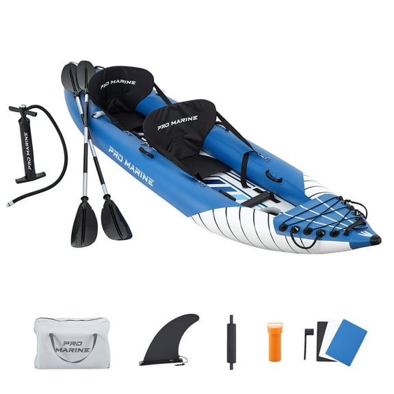 PROMARINE Inflatable Kayak 2 Person, Deluxe Oar Included, High-Output Pump Blow up Kayak Boat, with Adjustable Seat with Backrest, Lightweight and Portable Paddles and Bag