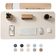 Promattoo Desk Pad Protector, PU Leather Mouse Pad,Waterproof Laptop Desk Mat, Non-Slip Desk Blotter with Gift box, Writing Pad for Office, Home & Gaming,31.5" x 15.7", Creamy White