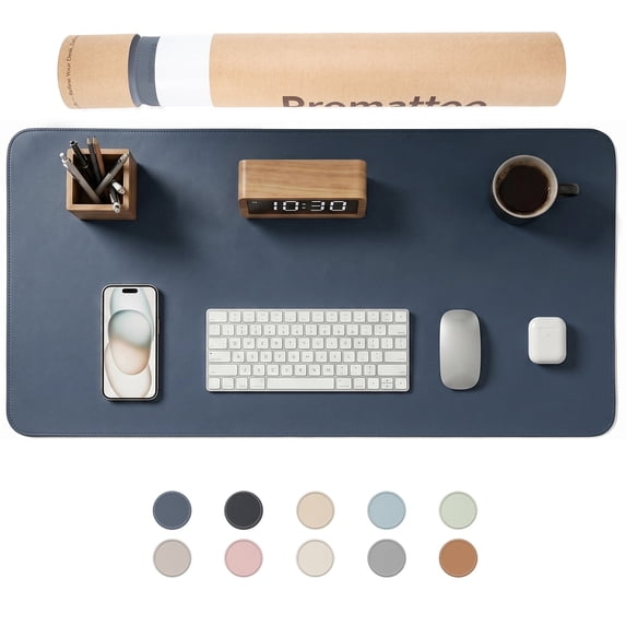 PROMATTOO Desk Pad Protector with Premium Gift Box,Vegan Leather Waterproof Laptop Mat for Keyboard & Mouse,Dusk Navy