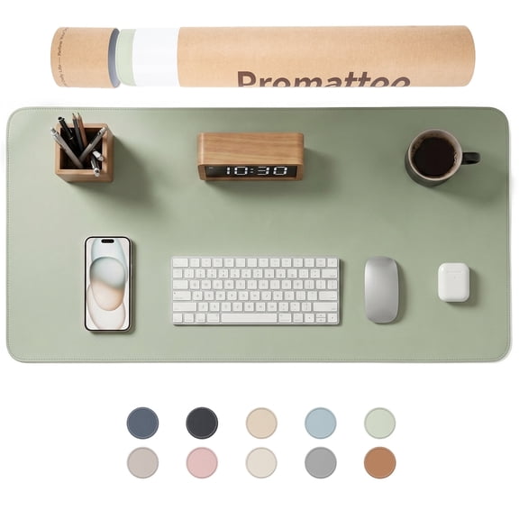 PROMATTOO Desk Pad Protector with Premium Gift Box,Vegan Leather Waterproof Laptop Mat for Keyboard & Mouse,Matcha Green