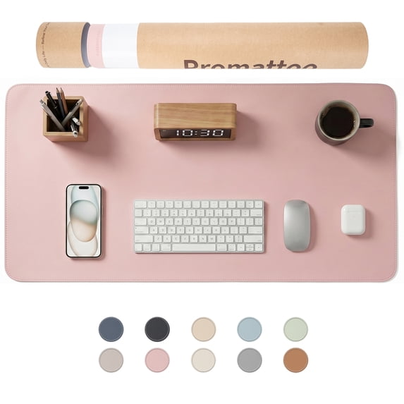 Promattoo Desk Pad Protector, PU Leather Mouse Pad,Waterproof Laptop Desk Mat, Non-Slip Desk Blotter with Gift box, Writing Pad for Office,Home & Gaming, 31.5" x 15.7", Sakura Pink