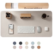 PROMATTOO Desk Pad Protector with Premium Gift Box,Vegan Leather Waterproof Laptop Mat for Keyboard & Mouse,Stone Gray