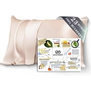 PROMEED 100% Mulberry Silk Pillowcase for Hair and Skin, Both Sides 23 Momme Grade 6A+ Silk Pillow Case with Hidden Zipper, 1400 TC, Soft & Smooth Standard 20"x26", Champagne