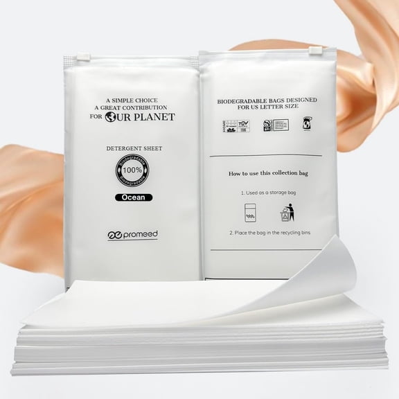 PROMEED Silk Detergent Sheets, Unscented for Delicates, Eco-friendly Plastic Free Non-sentizizing Gentle Silk Wash, Space Saving Easy to Carry, Ocean (30 Sheets, 60 Loads)