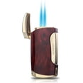 thumbnail image 1 of PROMISE Double Flame Torch Cigar Lighter Cigar Puncher Giftsets shipped without gas (Gold &Brown), 1 of 6