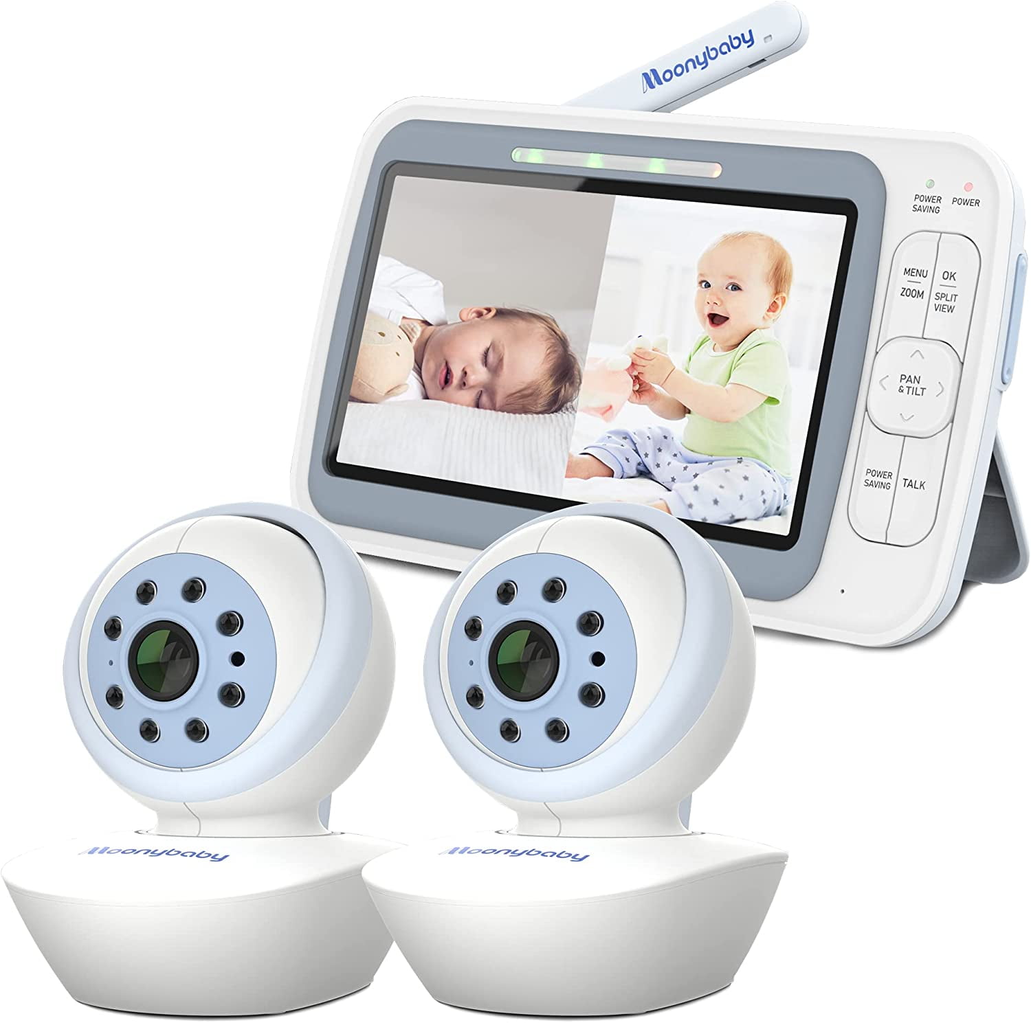 [EMF REDUCTION] Moonybaby 5" HD Low EMF Baby Monitor with 2 Remote Pan