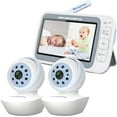 [EMF REDUCTION] Moonybaby 5" HD Low EMF Baby Monitor with 2 Remote Pan