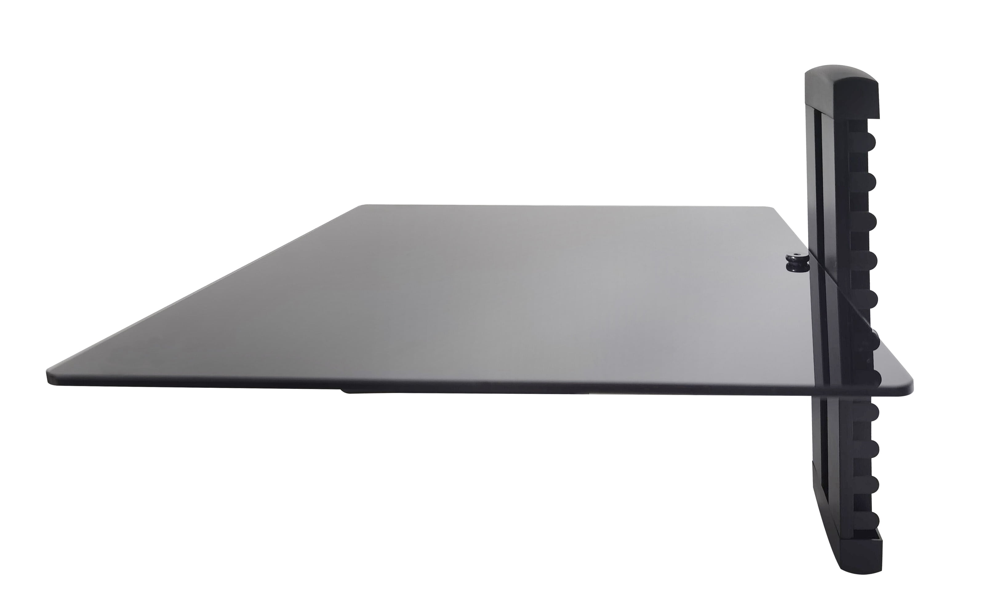 Black Tempered Glass and Steel Floating Wall Shelf