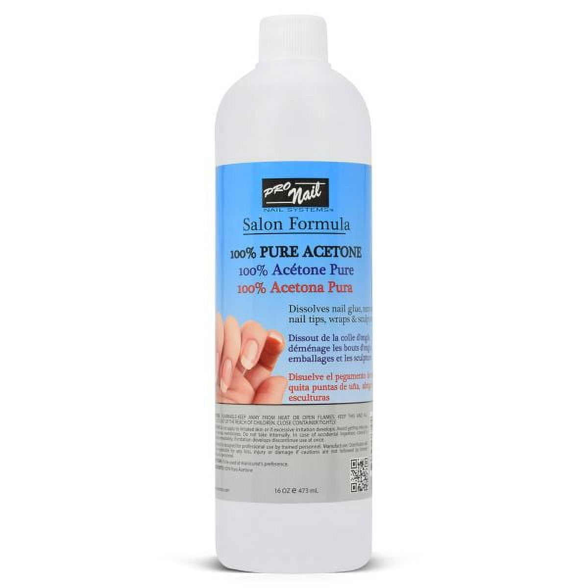 PRONAIL 100 Pure Acetone Nail Polish Remover for Acrylic Nails, Professional Strength, 8 oz