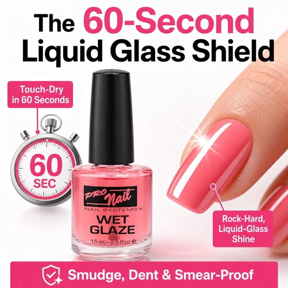 PRONAIL Wet Glaze - High Gloss Nail Finish, Adds Shine and Protection - 0.5 OZ