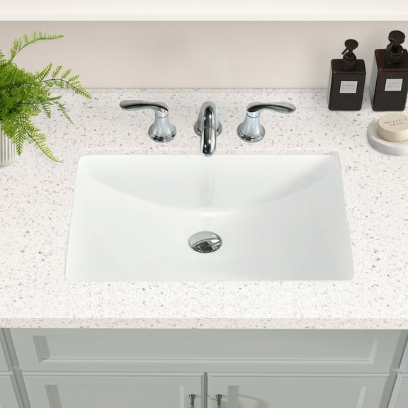 PROOX 21-inch Rectangle Ceramic Undermount Bathroom Sink with Overflow