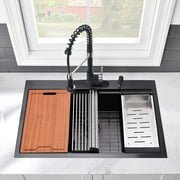 PROOX 33 Single Bowl Stainless Steel Drop-In Kitchen Sink with 2 Faucet Holes