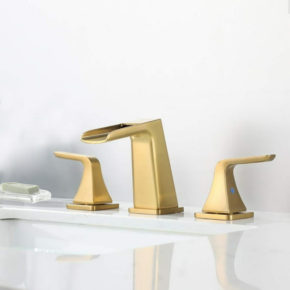 PROOX 8" Widespread Double Handles Bathroom Waterfall Basin Faucet with Drain Assembly