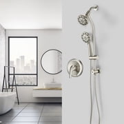 PROOX Drill-Free 5 Rain Shower Handheld Showerhead Combo Stainless Steel Slide BarValve Included
