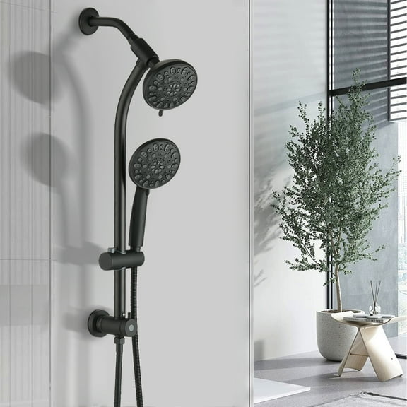 PROOX Drill-Free Rain Shower Handheld Showerhead Combo with Stainless Steel Slide Bar