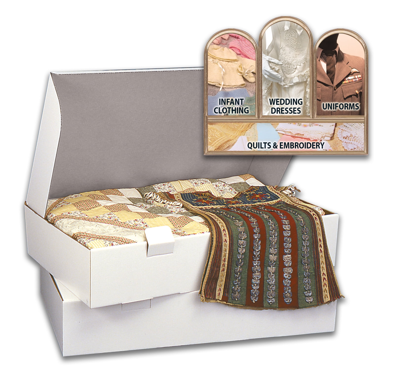 White Acid-Free Museum Quality Textile Storage Chest