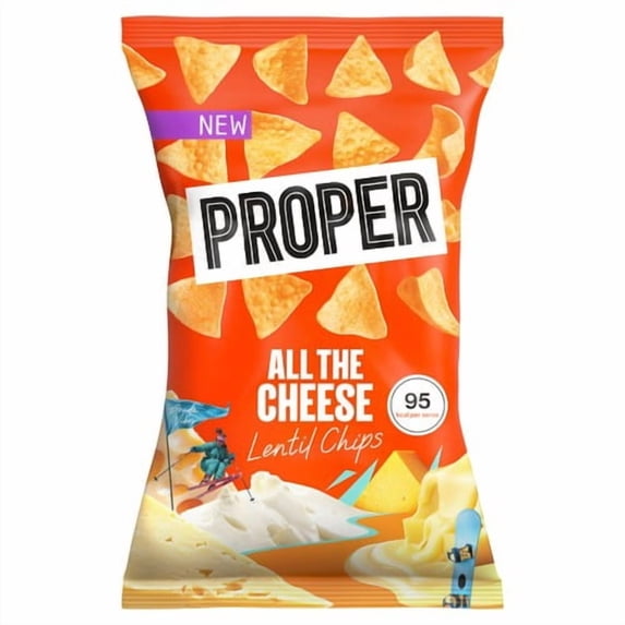 PROPERCHIPS All the Cheese Lentil Chips 85g, British Import (Pack of 6)