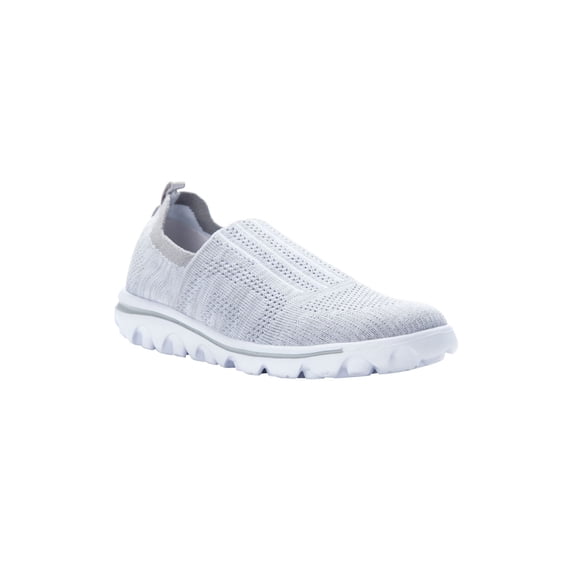 PROPET Womens Gray Mixed Knit Cushioned Travelactiv Stretch Round Toe Wedge Slip On Sneakers Shoes 11 2E