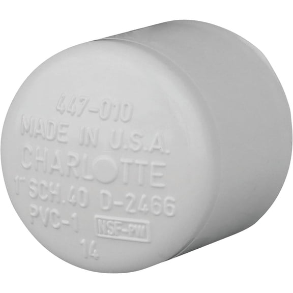 Jensen Home Pipe Cap 30158 - PVC, 1", White - Water Pipe Cap
