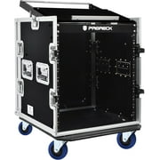 PRORECK 12U Rack/Road Case With Slant Mixer Top, And Casters, 20 Rackable Depth, Plywood, 12U Installation Size, Pro Stage Performance